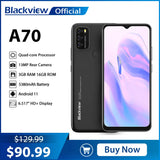 Blackview A70 Android 11 Smartphone 6.517 Inch Display Octa Core 3GB RAM+32GB ROM 5380mAh 13MP Rear Camera 4G Mobile Phone